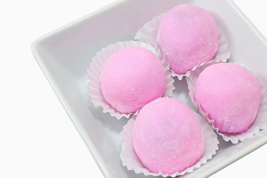 Daifuku Mochi or Daifuku Japanese confection isolate on white background