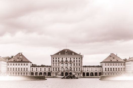 Retro Postcard Style European Palace In Munich, Germany
