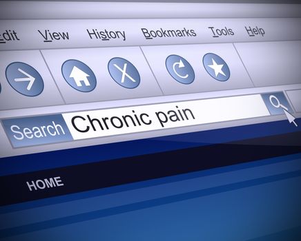 Illustration depicting a screenshot of an internet search with a chronic pain concept.