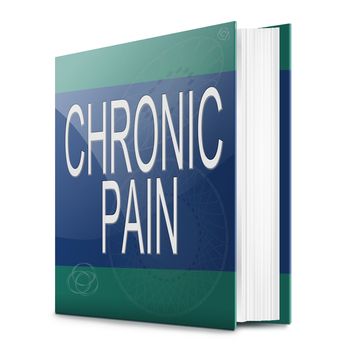 Illustration depicting a text book with a chronic pain concept title. White background.