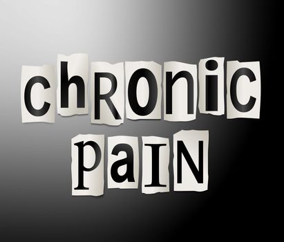 Illustration depicting a set of cut out printed letters arranged to form the words chronic pain.