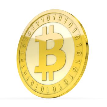 a single golden Bitcoin coin