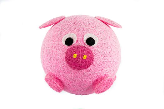 Pink pig isolate on a white background