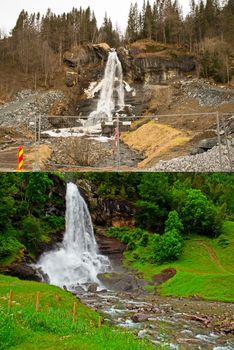 The new and old Steinsdasfoss at Norheimsund, Norway