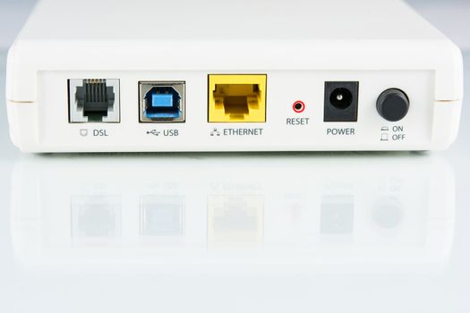 Router network hub with no cable insert RJ45 port
