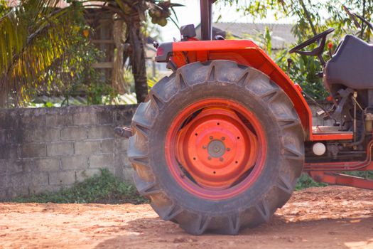 tractor wheel is orange