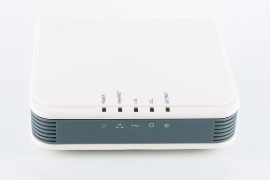 Front router network hub with emblem ethernet