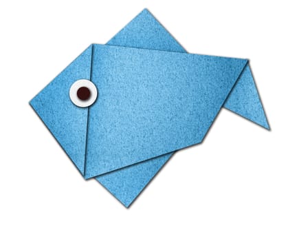 origami fish made of paper on white background