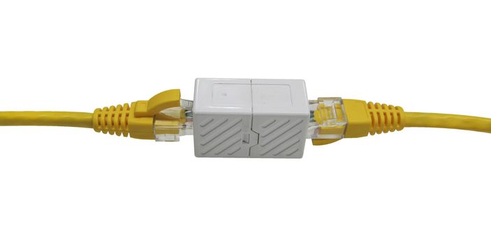 network cables connected on the white background