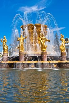 Fountain friendship of people in VDNKH, Moscow, Russia