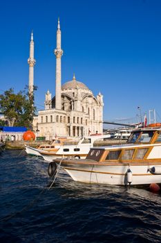Ortakoy Mosque on bank of Bosphorus, Istanbul, Turkey