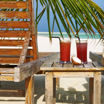 Two cocktails at tropical beach