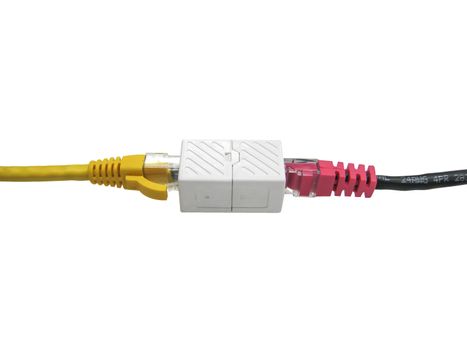network cables connected on the white background