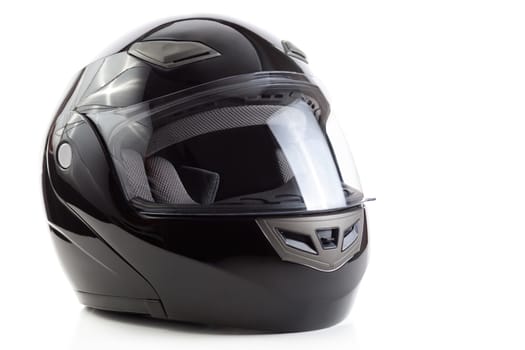 Black flip up helmet for racing motorbike sports