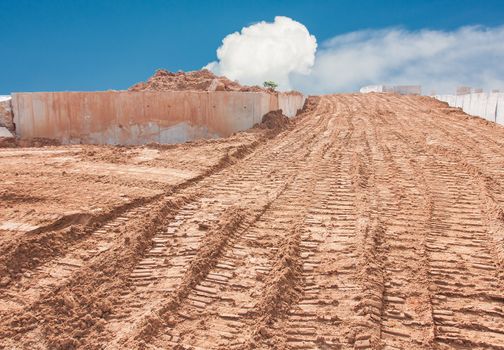 Construction industry and wheel tracks and pipeline