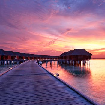 Beautiful sunset at Maldivian beach