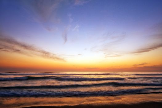 Beautiful late afternoon sunset at the beach