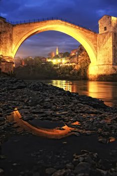 Stari Most at night, Mostar, Bosnia and Hercegovina