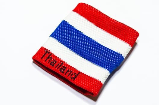 Wristband striped flag of Thailand placed on a white background.