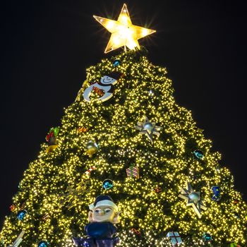 christmas festival with decorate Christmas tree lighting