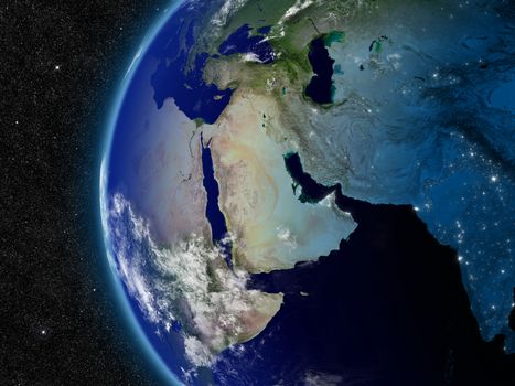 Middle East from space. Elements of this image furnished by NASA.