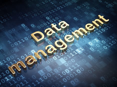 Data concept: Golden Data Management on digital background, 3d render