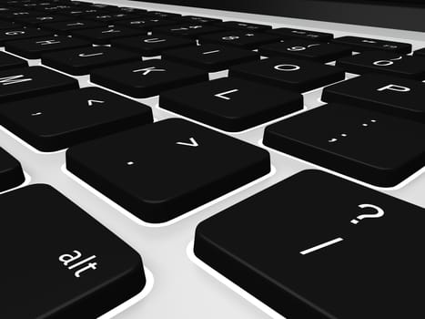 Detail of keyboard on modern laptop computer