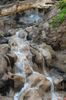 Small River Waterfall Between some Brown Rocks