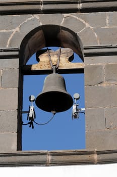 Dark Church Metal Bell ove a Blue Sky