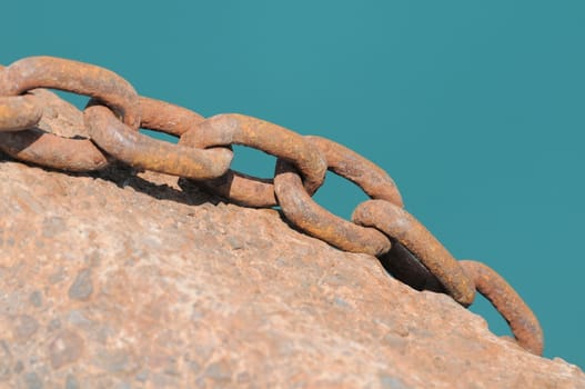 Big Old Rusty Chain on an Harbour near the Atlantic Ocean