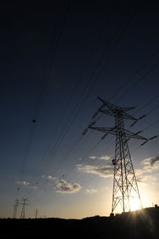 Electricity Pole over a Blue Sky in Spain