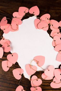 Valentine letter with copy space surrounded by hearts