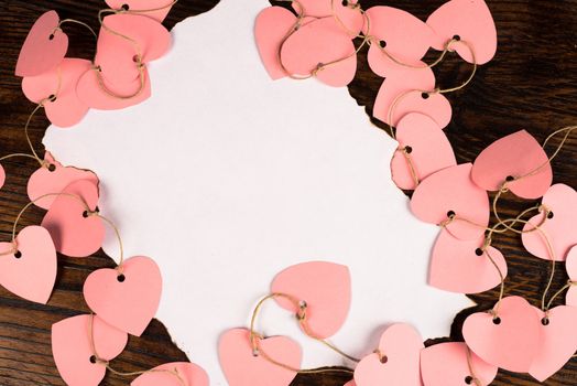 Valentine letter with copy space surrounded by hearts