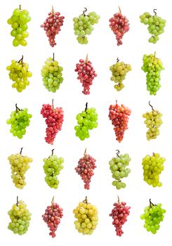 Collection of grapes isolated on white background