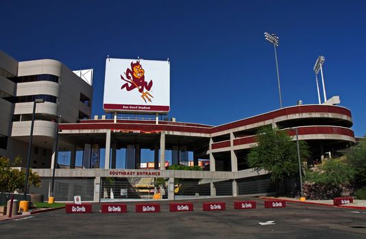 TEMPE - OCT 02 :  The entrance to the Arizona State University Sun Devils football stadium. Taken October 02, 2011 in Tempe, AZ.