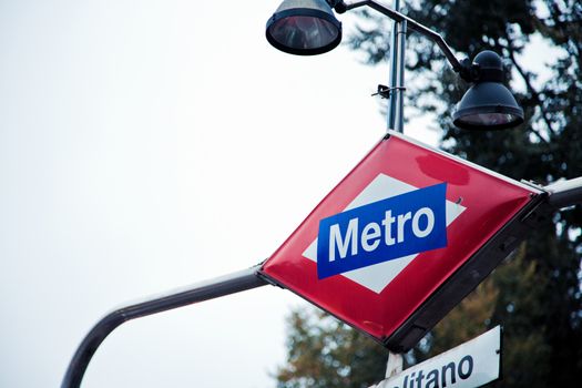 Metro sign in Madrid cosmopolitano