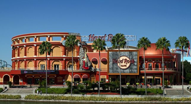 ORLANDO - OCT 25: The Hard Rock Cafe at Universal City Walk in Orlando. Taken October 25, 2013 in Orlando, FL.