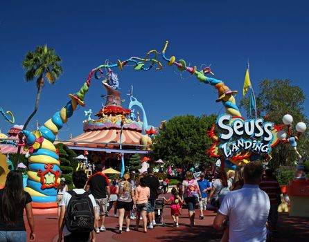 ORLANDO - OCT 25 :  Dr. Seuss Landing in Universal Studios Islands of Adventure theme park. Taken October 25, 2013 in Orlando, FL.