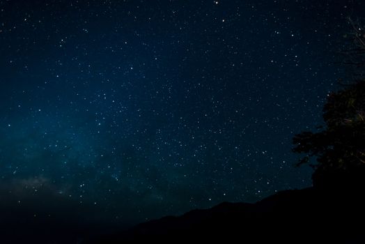 Starfield in night sky with milkyway high iso