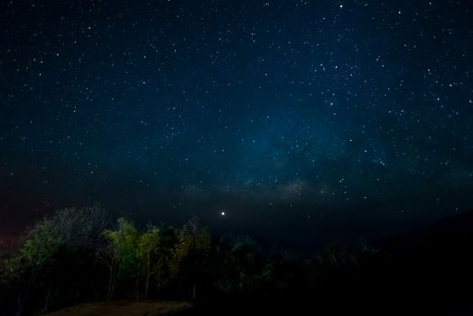 Starfield in night sky with milkyway high iso