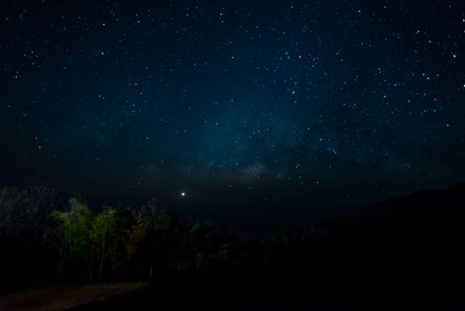 Starfield in night sky with milkyway high iso