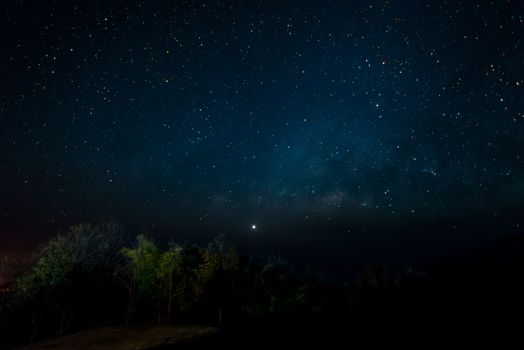 Starfield in night sky with milkyway high iso