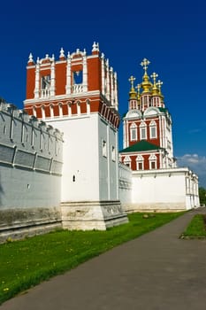 Beautiful view of Novodevichy Convent in Moscow, Russia