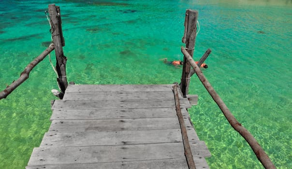 Perfect tropical bay on Koh Nang Yuan Island with green water, Thailand , Asia.