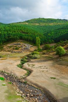 River on the Bottom of Canyon in the Cantabrian Mountains