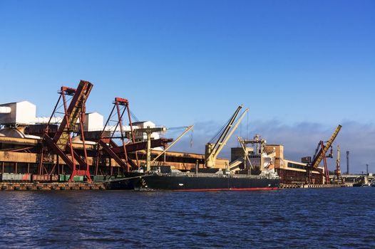 fragment Ventspils port,Latvia, loading and unloading operations