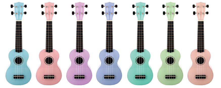 Ukulele color on isolated  a white background