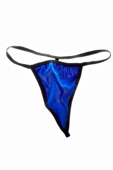 Blue Lycra thong on white background