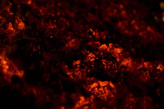 small glowing red and black charcoal closeup