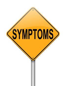 Illustration depicting a sign with a symptoms concept.
